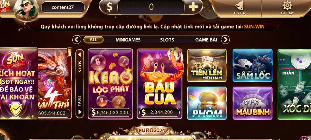 Giới thiệu sảnh bầu của Sunwin live