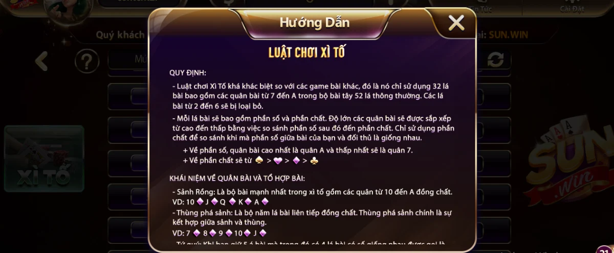 Phổ biến các quy tắc căn bản của xì tố game Sunwin